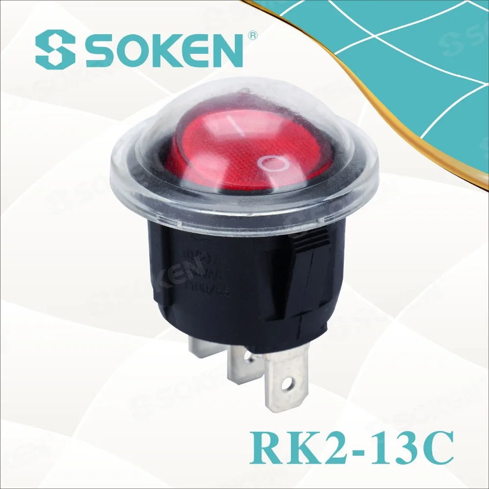 Soken Waterproof Small Round Switch/kema Keur Approved Rocker Switch 12v 250vac 10a T85