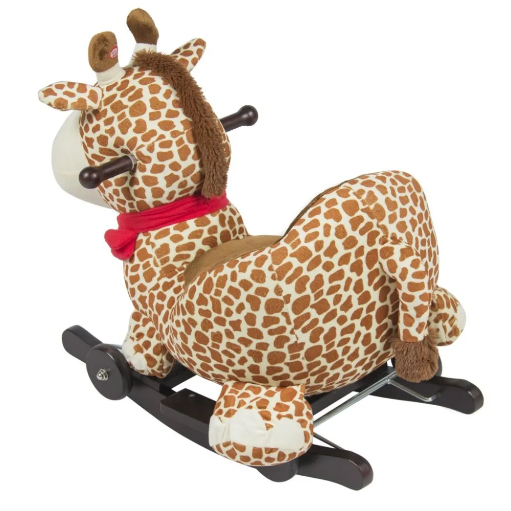 60*33*45cm Lovely Giraffe Animal Rocker W/ Wheels Children's Ride on Toy  Plush Rocking Chair Plush Giraffe Rocking Animal