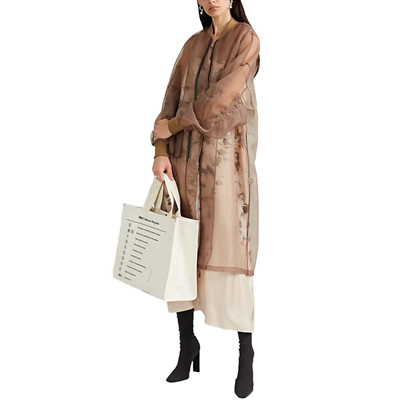 OEM Service Women New Spring Style Design  Latest Custom Organza Oversized Bomber Thin Jacket