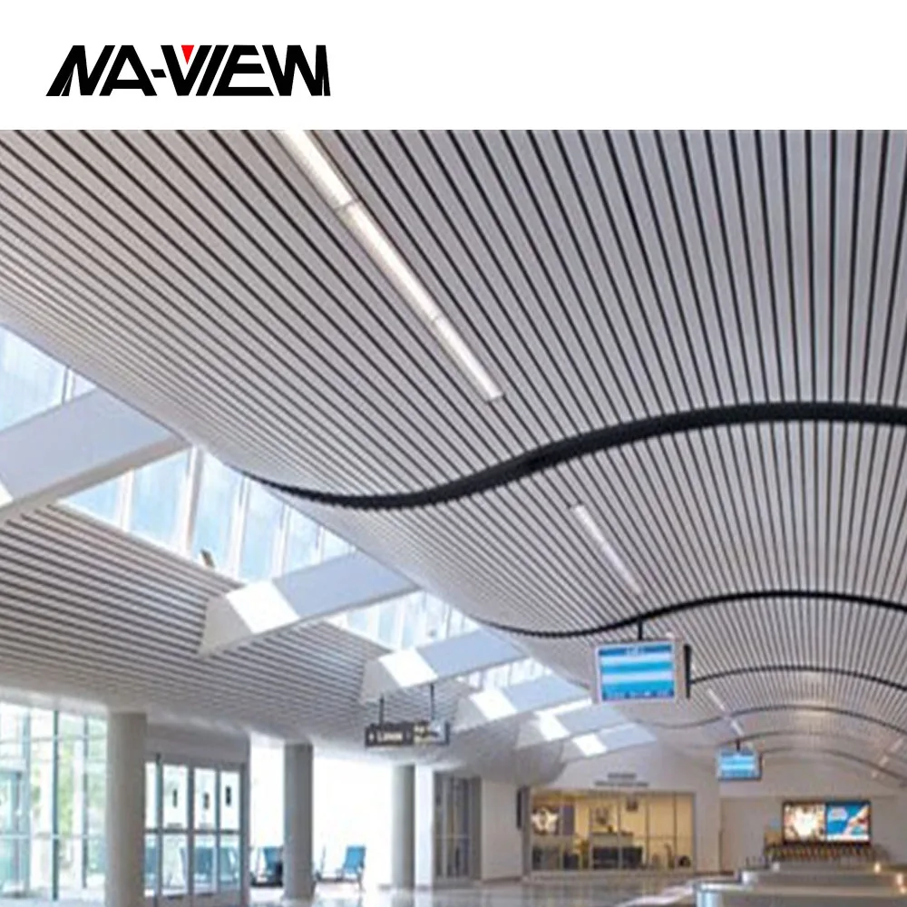 Menards Modern White Drop Ceiling Panel Waterproof Fireproof Aluminum Alloy Strip Tiles for Hotel Heat Insulation Metal Ceilings