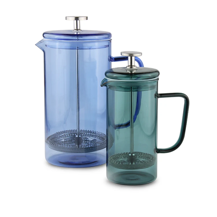 blue glass french press