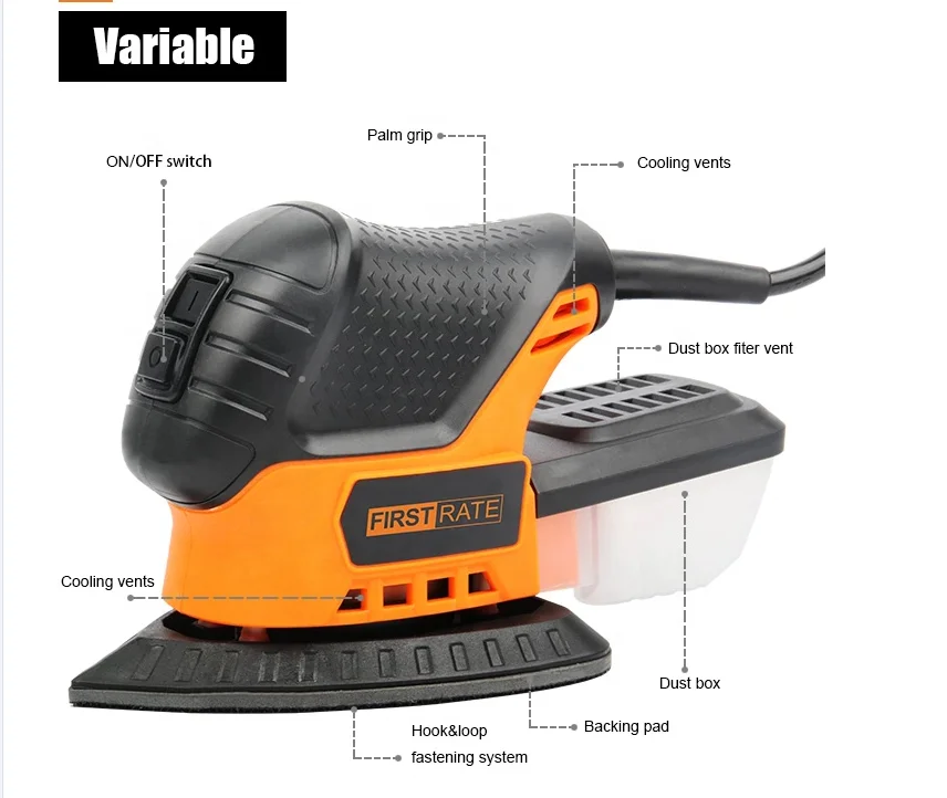 2021 Mouse Detail Sander Lightweight Small Sander with Dust Box Wood Sanding