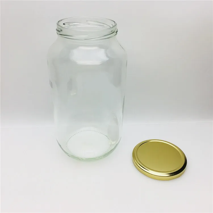 1.5L 1500ml Round Glass Jar with 82mm Lid: Ideal for Coconut Oil and  Vegetable Pickles