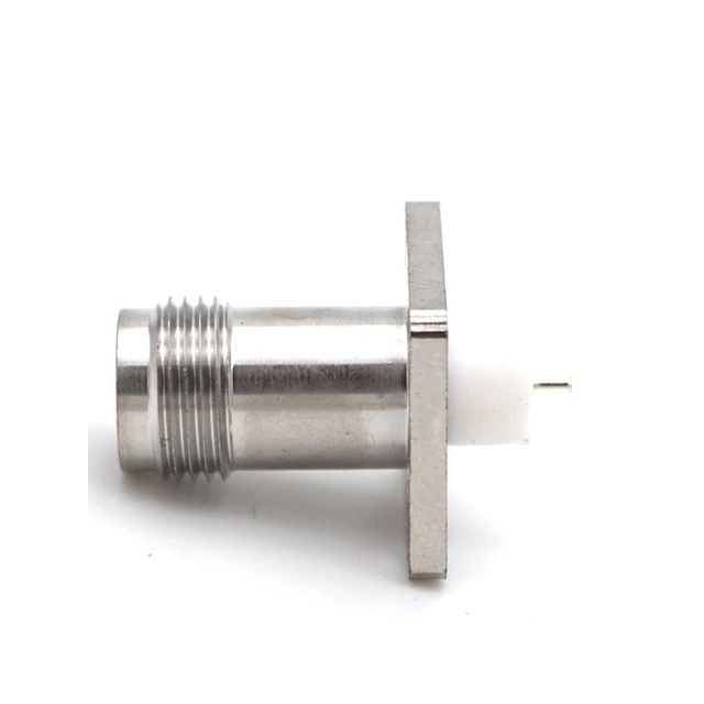 RF Coaxial TNC Female Panel Mount Connector 4 Holes 1 Pin Brass Custom Solder Pot Terminal Solder Flange RF Connector