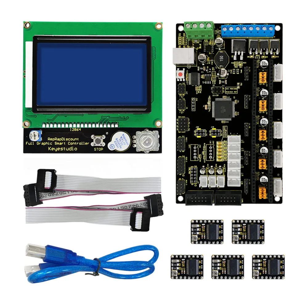 Keyestudio 3D комплект принтера для Arduinos, включает МКС базы V1.2 + + 5x8825 + LCD 12864 smart контроллер
