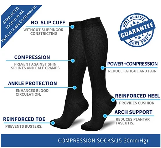 Медицинские спортивные хлопковые Компрессионные носки для мужчин и женщин