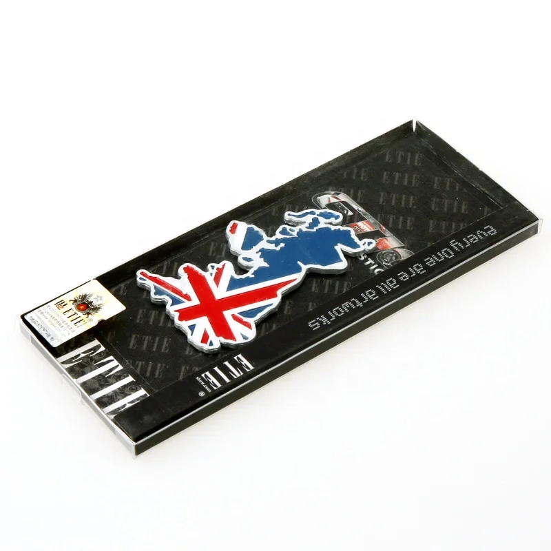ETIE Factory Cheap Low Prices Custom Made Car Emblems UK Flag Badges Aluminum Alloy Matel Nameplate Body Stickers Car Decor