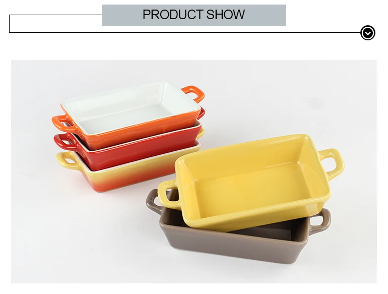 Restaurant Ceramic Baking Pans Wholesale Household 2 Ear Baking Dishes