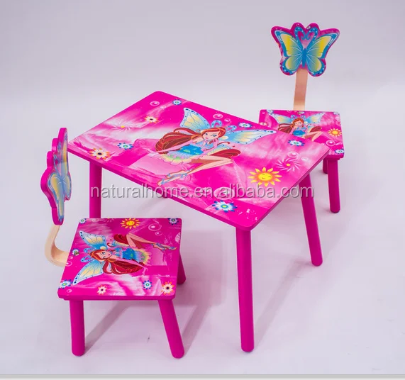 pink study table and chair