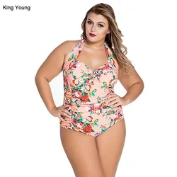 Оптовая продажа Индивидуальный Женский винтажный слитный купальник KY в стиле ретро монокини с цветочным принтом для полных