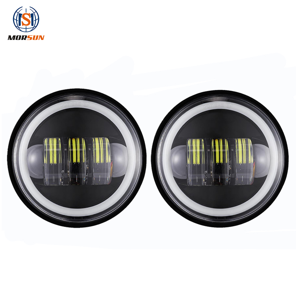 Противотуманные фары для мотоциклов Harleys-Davidsons 4,5 дюйма, светодиодные гало DRL Противотуманные фары для daymaker Street Glide