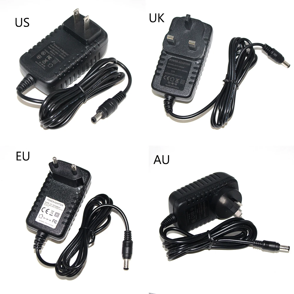 US AU EU UK plug 220v 12v PSU power supply 5V 12V 24V AC/DC wall adapter From