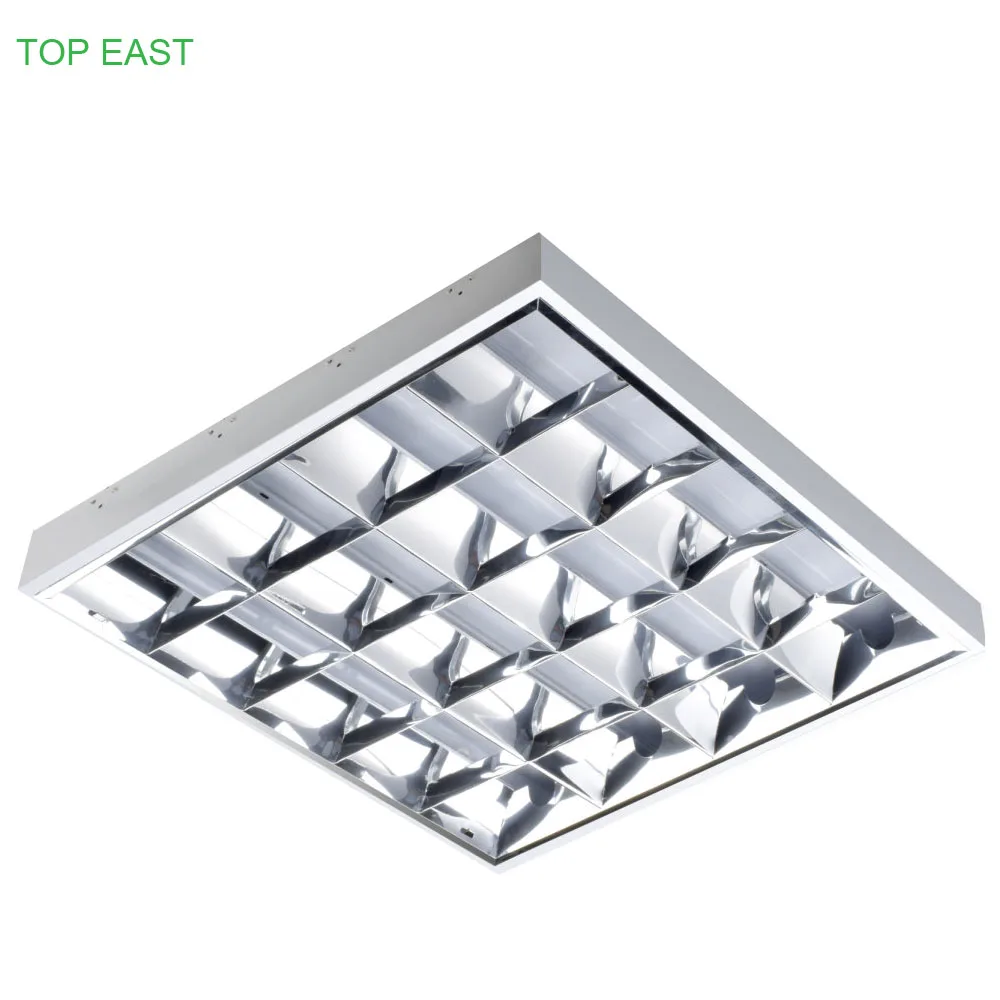 Surface-Mounted LED Lighting Fixture with Fluorescent Grid Light Sheet Steel Housing for Office Use