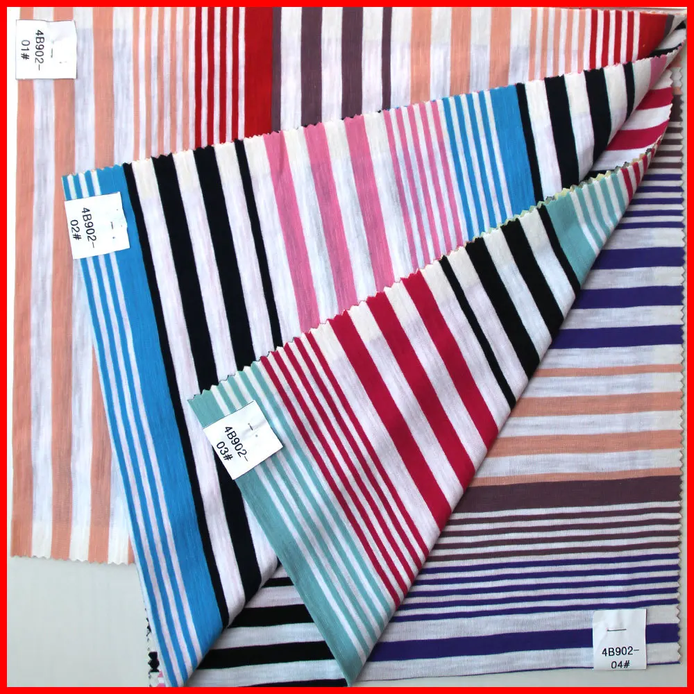 מכירה חמה 100% cotton stripe single jersey knitted fabric