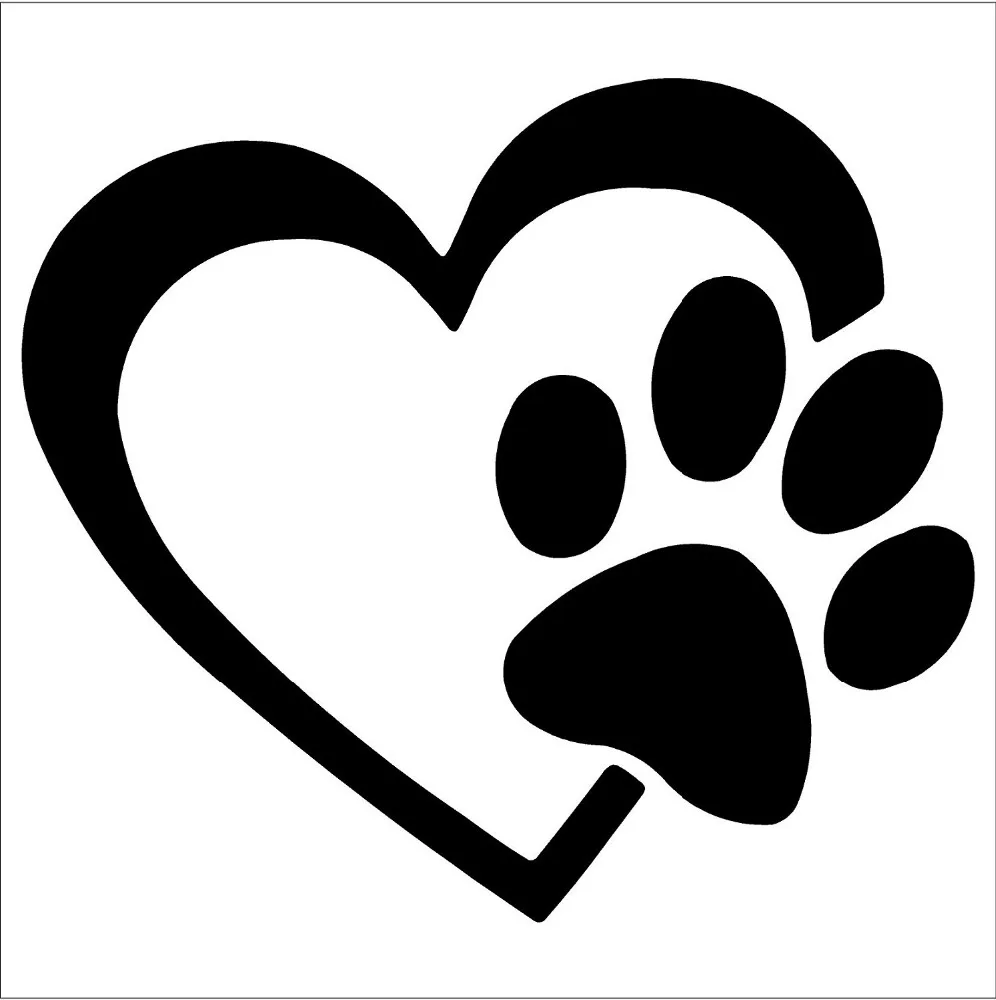 heart with dog paw puppy love vinyl decal car sticker - buy car