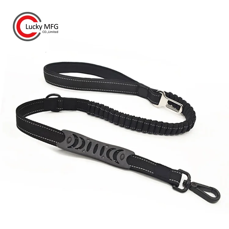 Bungee Retractable Pet Lead Dual Handle Reflective Nylon Dog Leash With