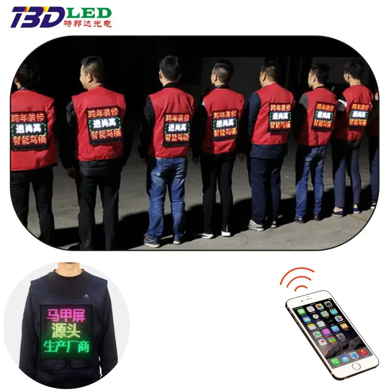 Advertising LED Jacket LED Vest with Dynamic LED Display Board APP Custom Words Wearable LED Screen Sales Promotion LED Vest