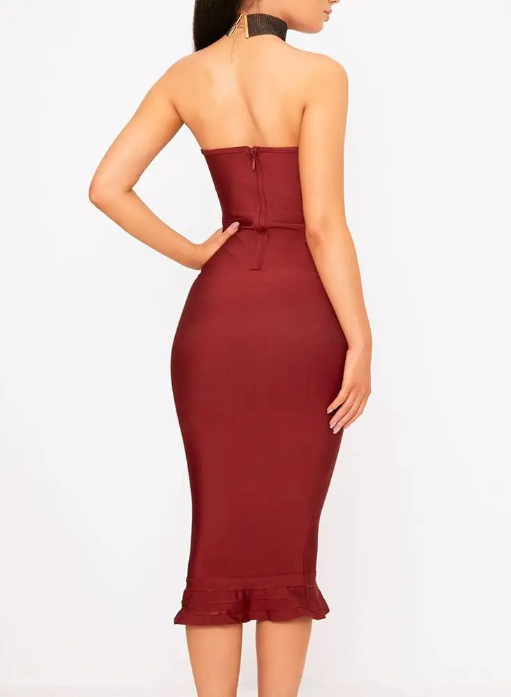 green emerald velvet dress Josie Bandage V Neck Mini Dress