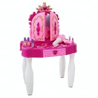 Sound and Light Magic Stick Princess Mirror MakeUp Toys Vanity Dresser Table for Kids