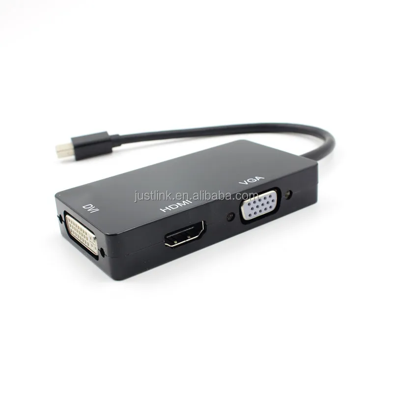 Thunderbolt Mini 3 in 1 Display Port MINI DP Male to HDMI DVI VGA Female Adapter Converter Cable for Apple MacBook Air Pro MDP
