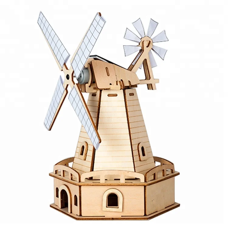 DIY Fun Toys Blades Spinning Educational Solar Windmill Toy