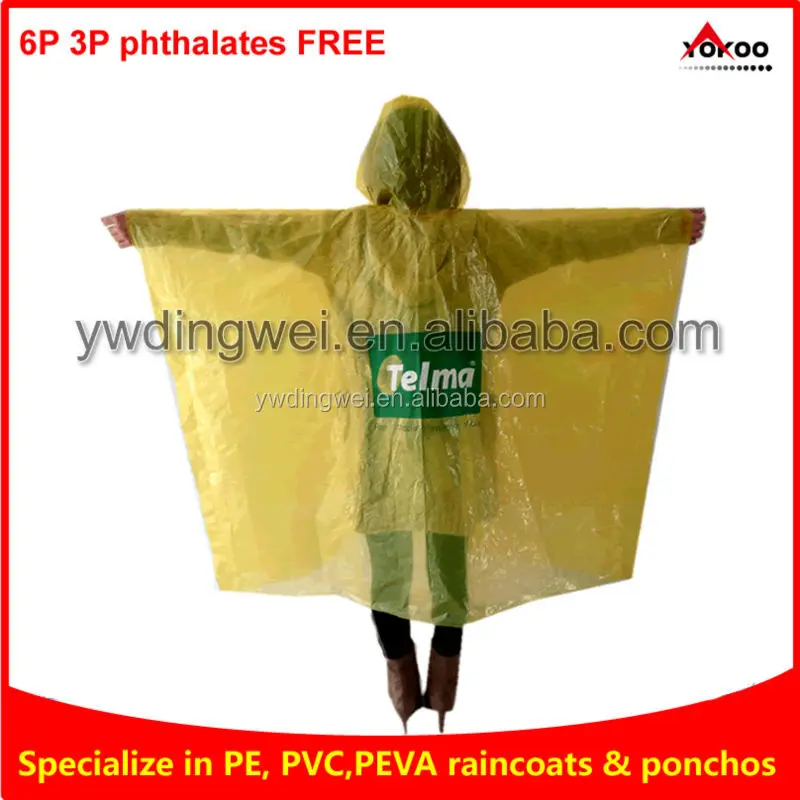 Custom design Recyclable Individual Packed Disposable PE Rain Poncho