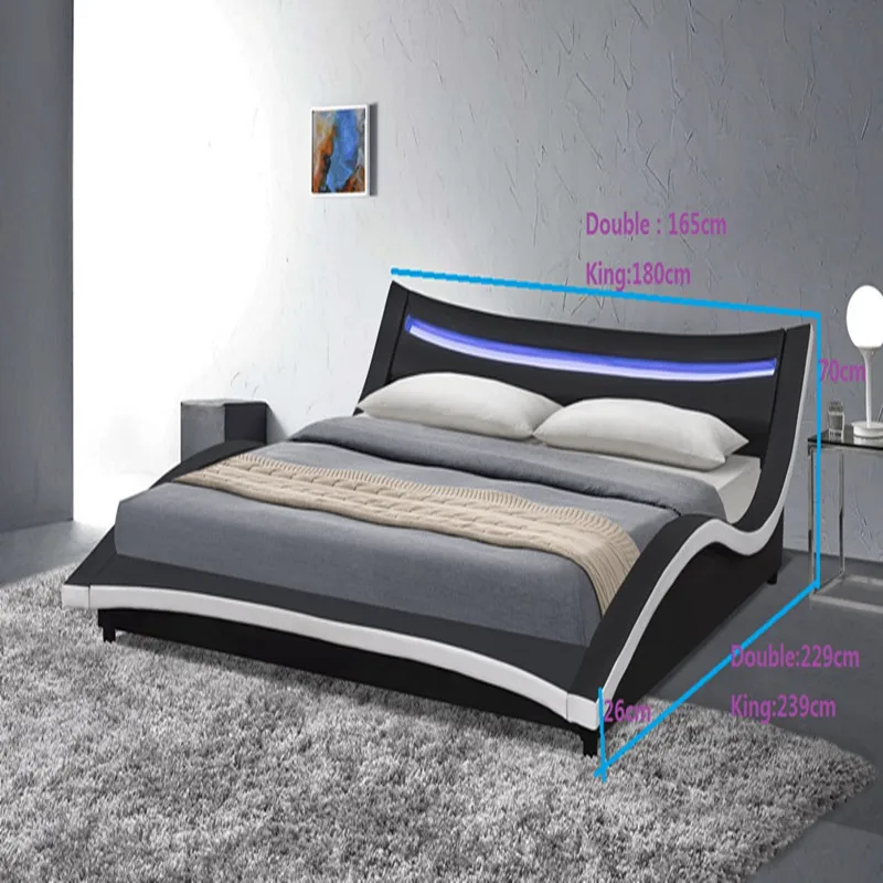Italia Style Luxury Curve Bed Super king Size Leather Bed