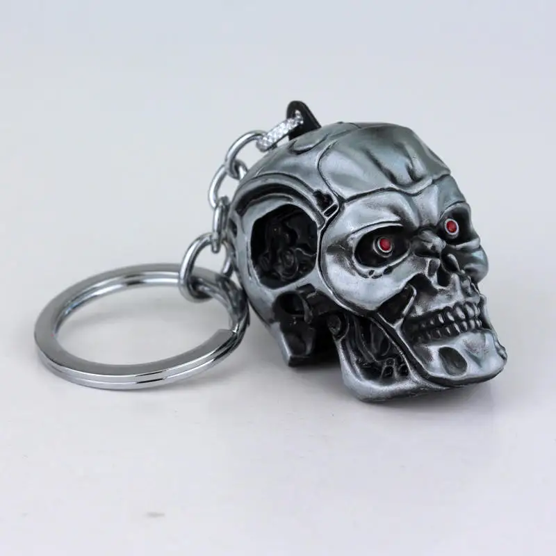 Movie Peripheral the Terminator Skulls Heads Metal Keychain Key Ring Pendant Gift