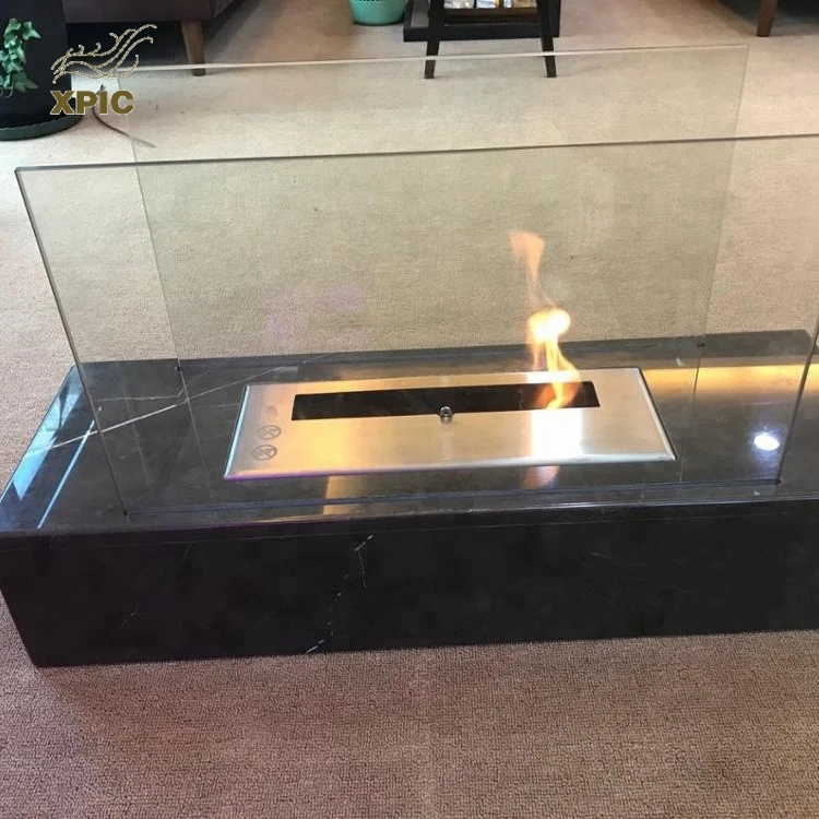 Cheap Price Custom Modern Black Marble Gas Fireplace for Garden