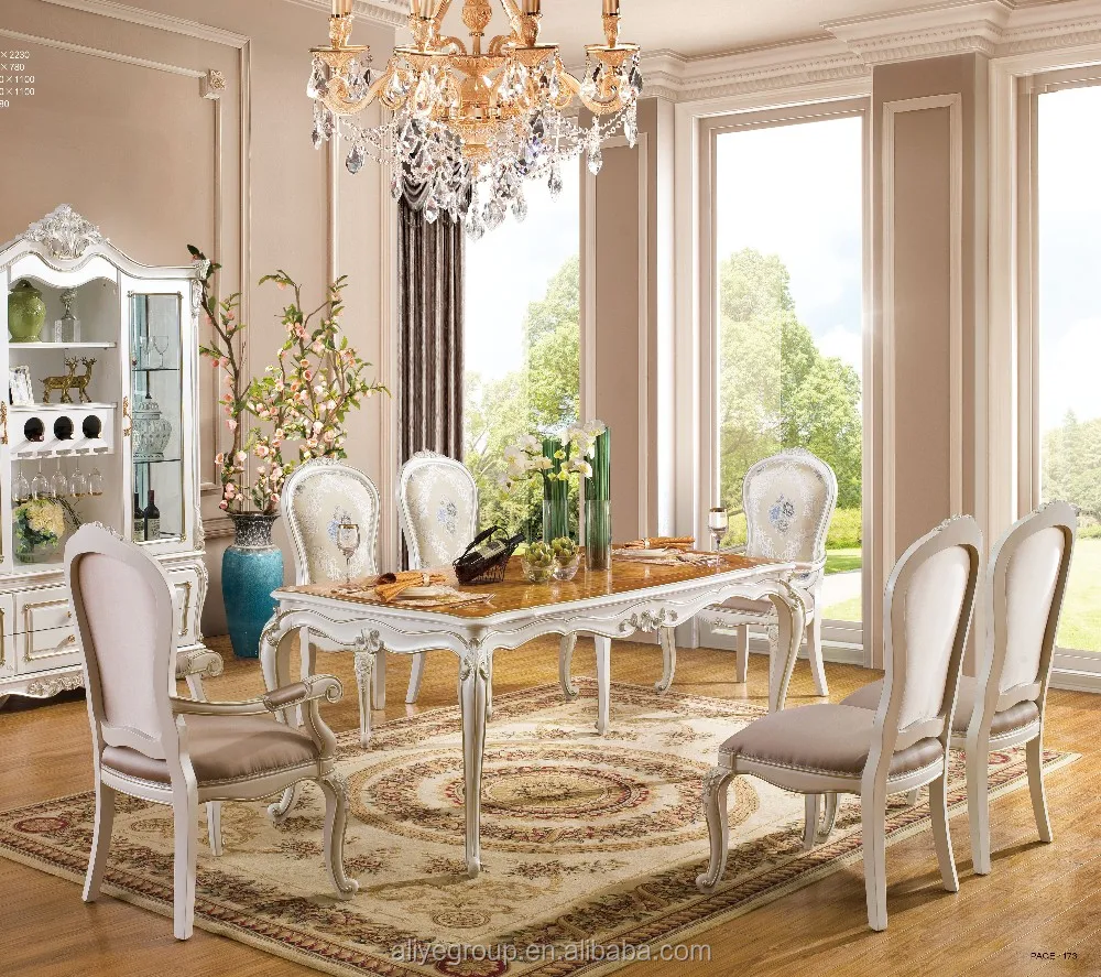 Tyx881 1 European Classic Wood Carved Dining Room Table White Antique Dining Table And Chairs Set Buy Dining Room Table