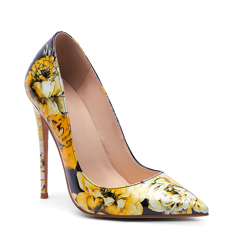yellow floral pumps