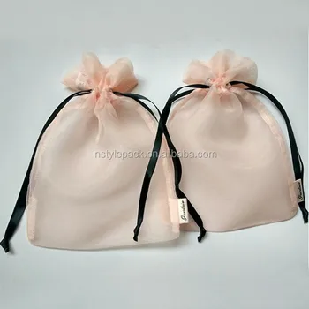 Factory Supply Elegant Cosmetic Gift Drawstring Organza Pink Pouch Bag