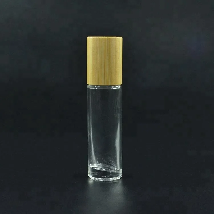 Perfume Essential Oil Clear Roller Bottle 10ml Glass Roll on Bottle with Bamboo Lid and Rollers