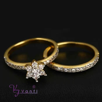 vanfi designs plated 18k gold women wedding wholesales two rings