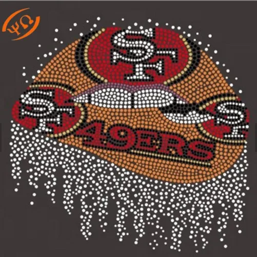 Wholesale wholesale lips sf 49ers rhinestone transfers iron on clothes From  m.