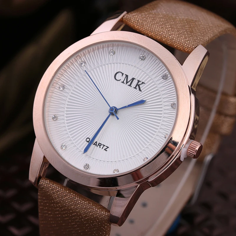 Crystal Charm Ladies Wrist Watches CMK Brand Quartz Watch Women Leather Watch