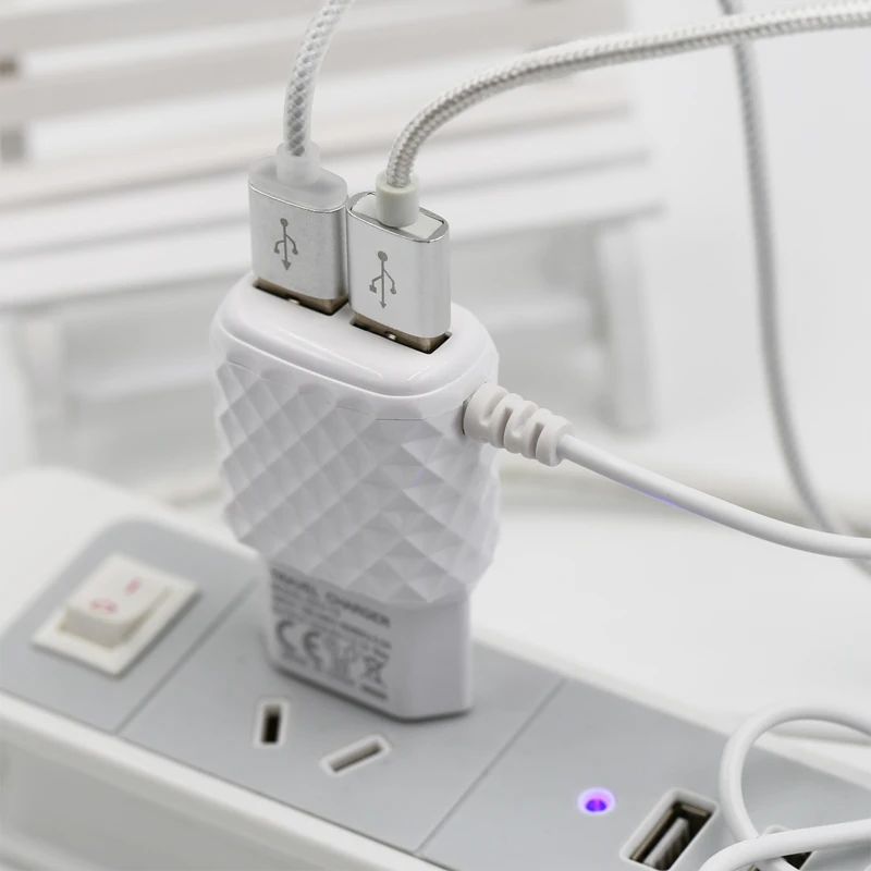 Cheap Price Portable 2A Dual Port Usb Travel Wall Charger with Cable for Mobile Phone