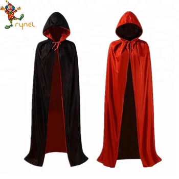 Yiwu Rynel Cloak with Hood Double-Decker Hooded Cape Red and Black Hood Costume Unisex Halloween Cloak