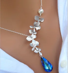 Wholesale High Quality 925 Sterling Silver Orchid Flower Charming Necklace