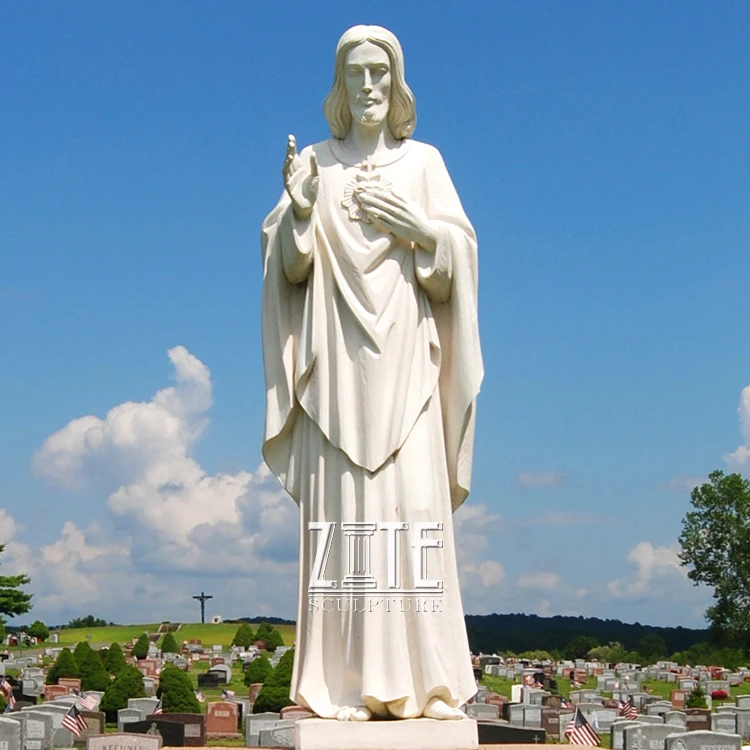 Hand Carved Marble Status of Jesus Christ with Cross