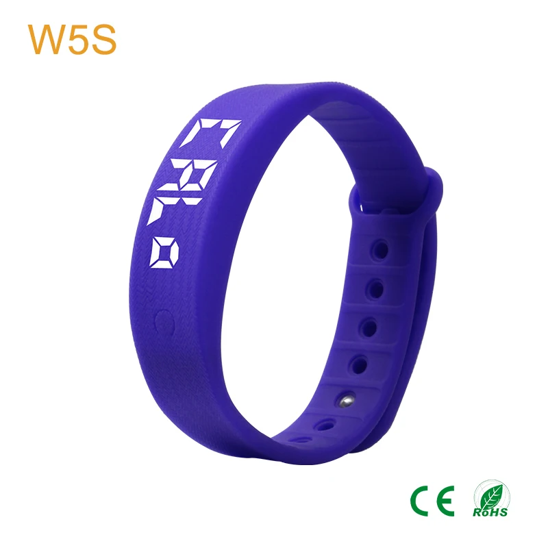 W5S Simple Environmental Temperature Watch 3d Pedometer Digital Silicone Bracelet Watch