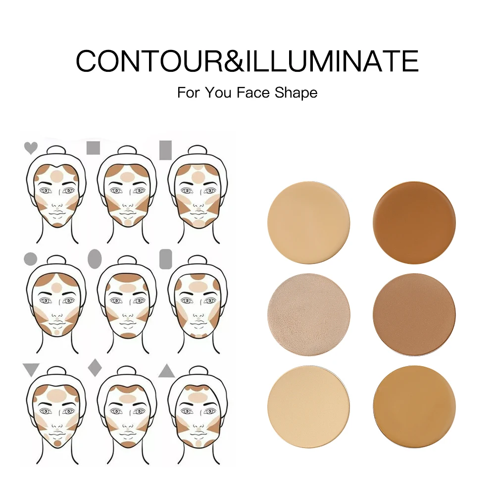 6-Color Contour Kit with Cream Highlighting Powder Palette for Dark Skin Tone for Daily