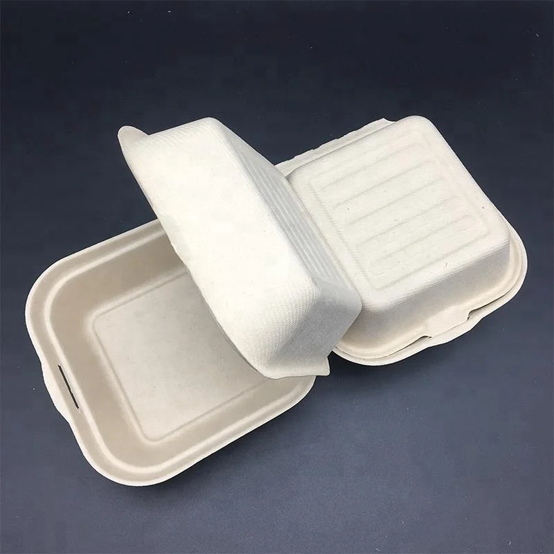 6 Inch Sugarcane Hamburger Food Box Clamshell Bagasse Hamburger Box ...