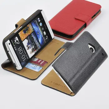 Wallet case for HTC One/M7 GENUINE LEATHER Wallet Card Holder+Pouch+Stand Filp Case Cover OC-2S