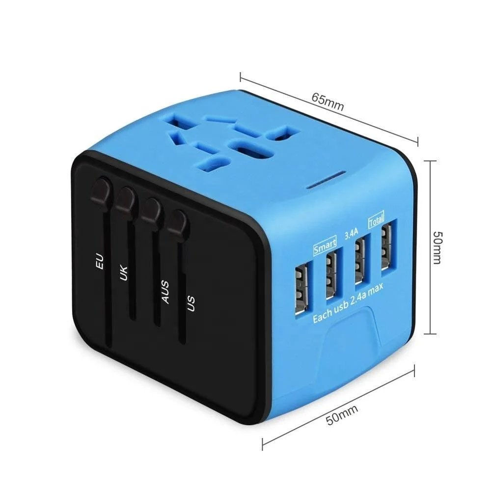 Universal International Plug Adapter All in One Multi Function 4 Port Usb Charger Cell Phone Charger Usb Travel Charger