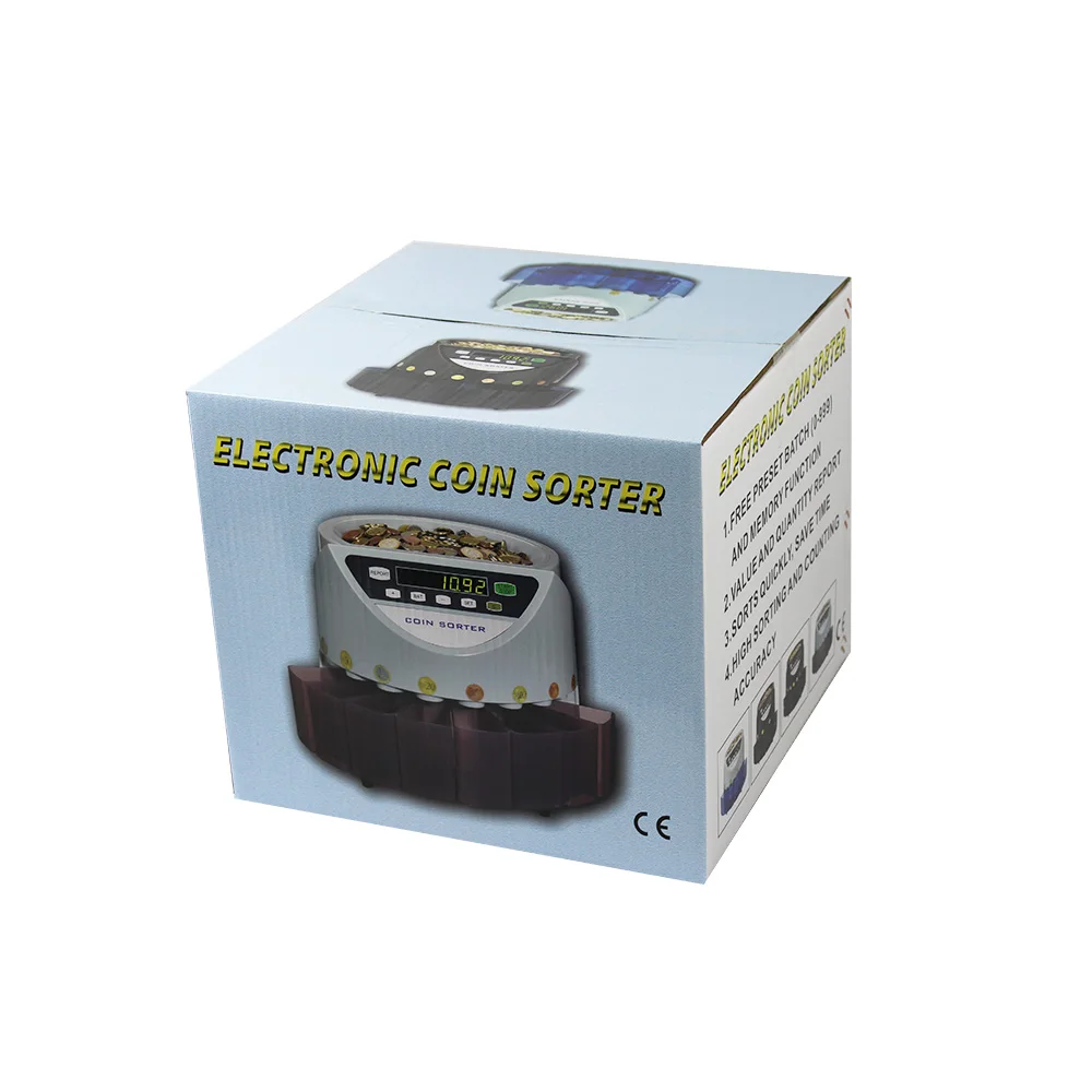 蓝色混合硬币价值分类欧元硬币计数器欧洲市场硬币计数机与8 货币管| Alibaba.com