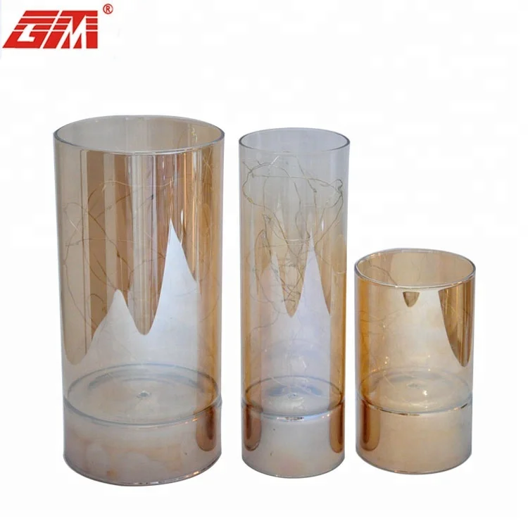 new design Handmade table decorative glass cylinder Christmas decoration wedding centerpieces with led light details