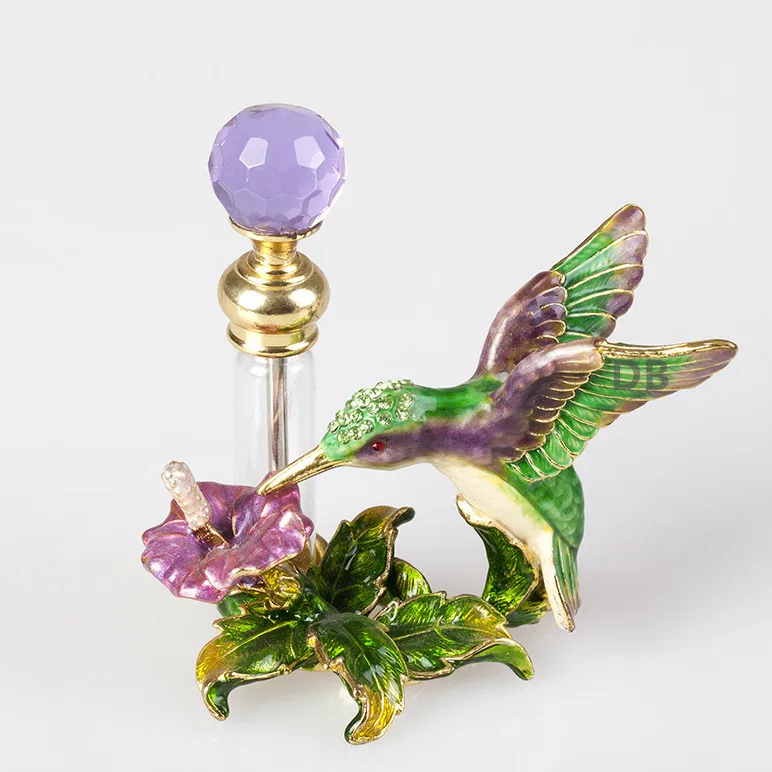 4ml Metal Hummingbird Perfume Bottle with Copper Stainless Bar Glass Refillable Essential 0il Bottle Home Decoration