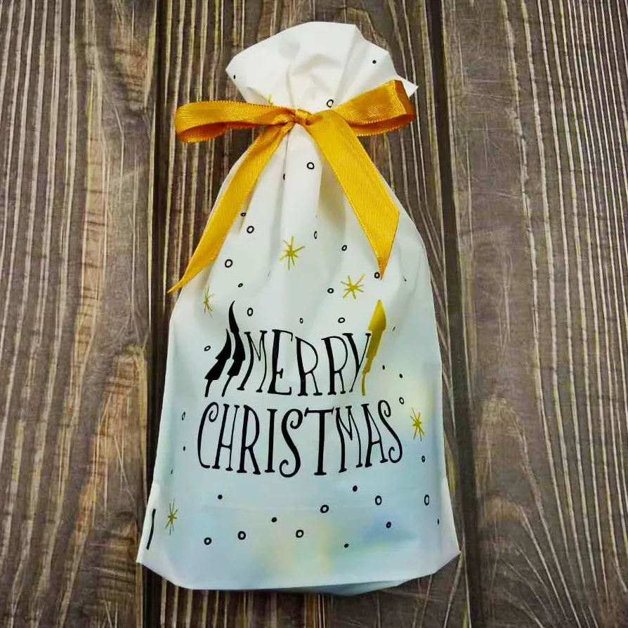 Новые поступления, перерабатываемый ламинированный желтый пластиковый пакет для покупок, рождественские подарочные пакеты