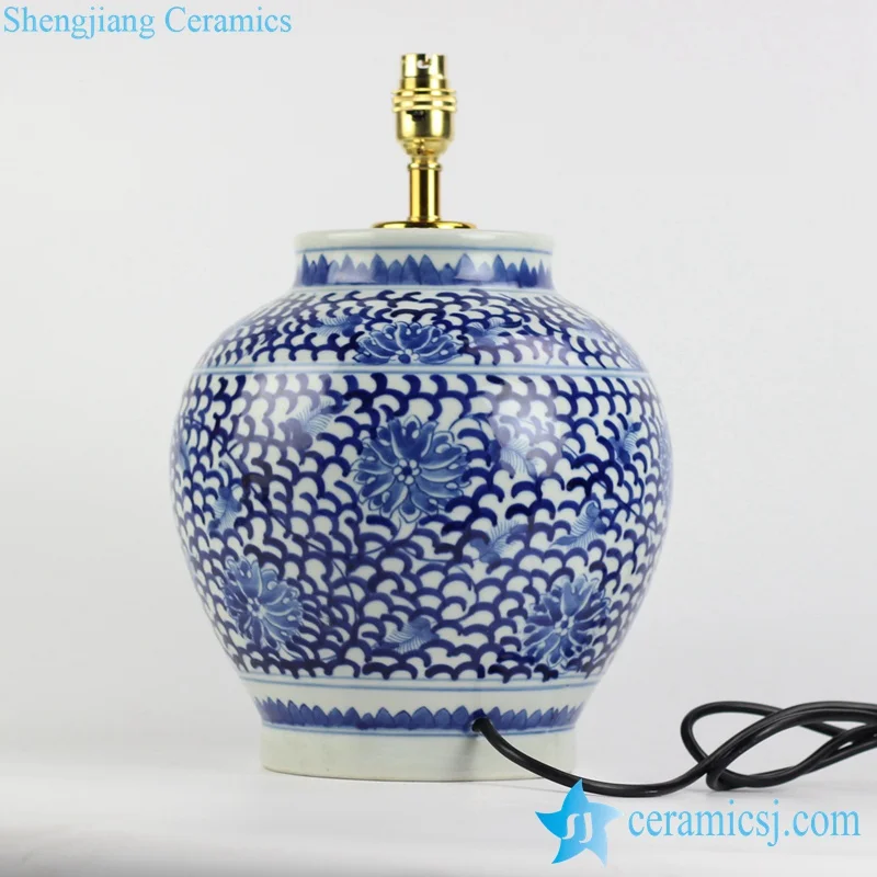 DS78-RYLU88 China blue and white countryside type round ceramic desk lamp